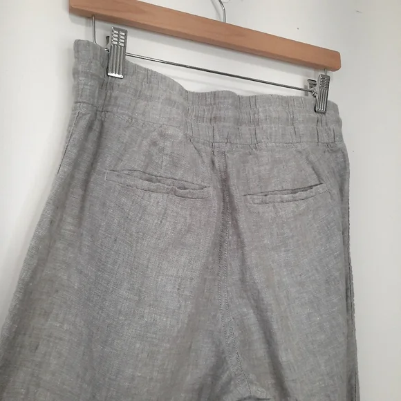 Athleta Cabo Linen Wide Leg Pants Pull On Elastic Waist Womens Size 6T Coastal - Picture 14 of 15